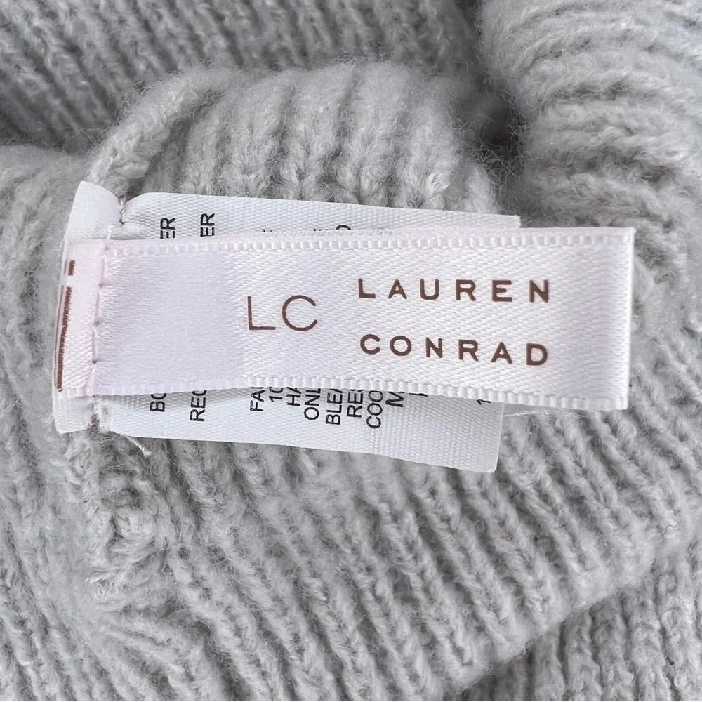 Lauren Conrad Pom Pom Beanie Winter Hat Soft Knit Grey Pastel Cozy